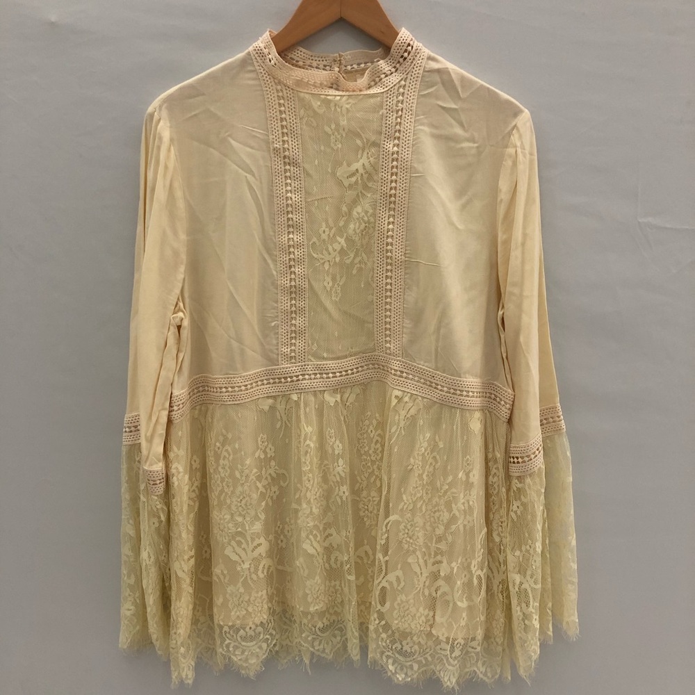 Pink Blush L/S Lace Ivory Blouse Sz L